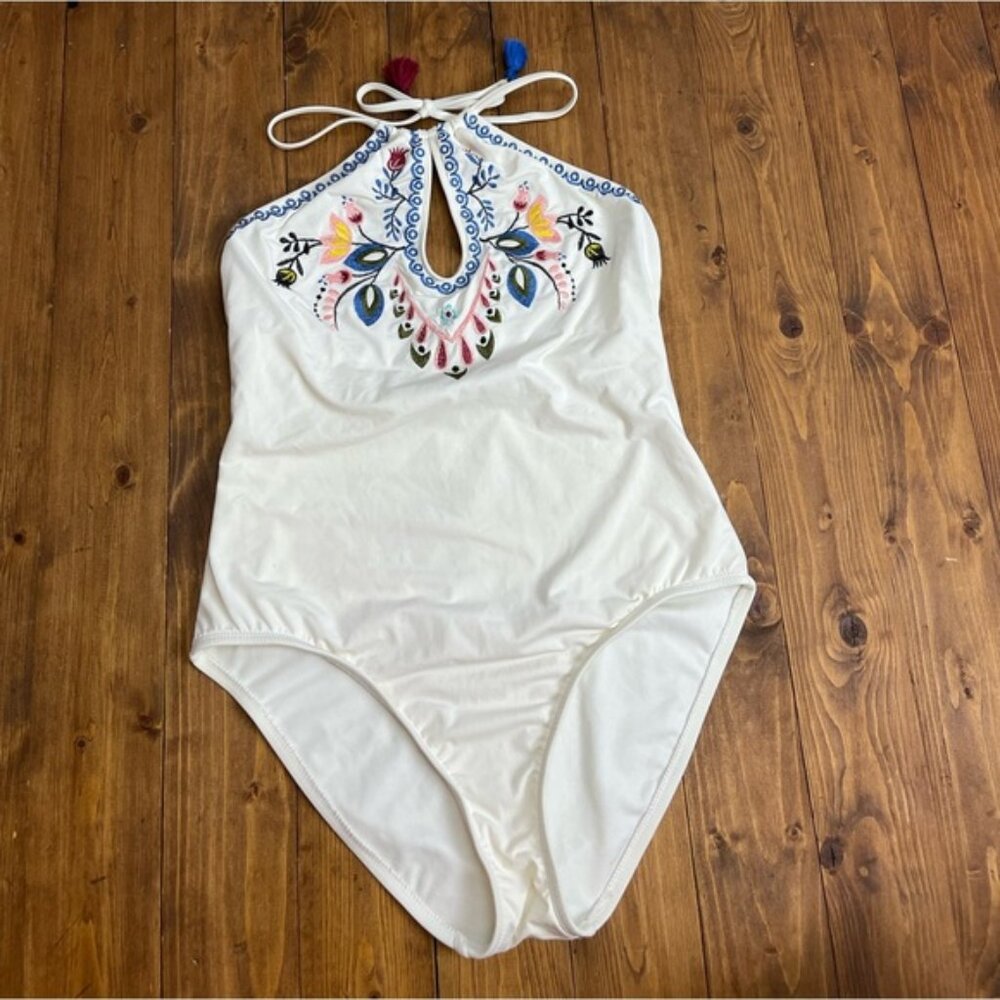 Gibson & Latimer size Medium one piece halter swim suit